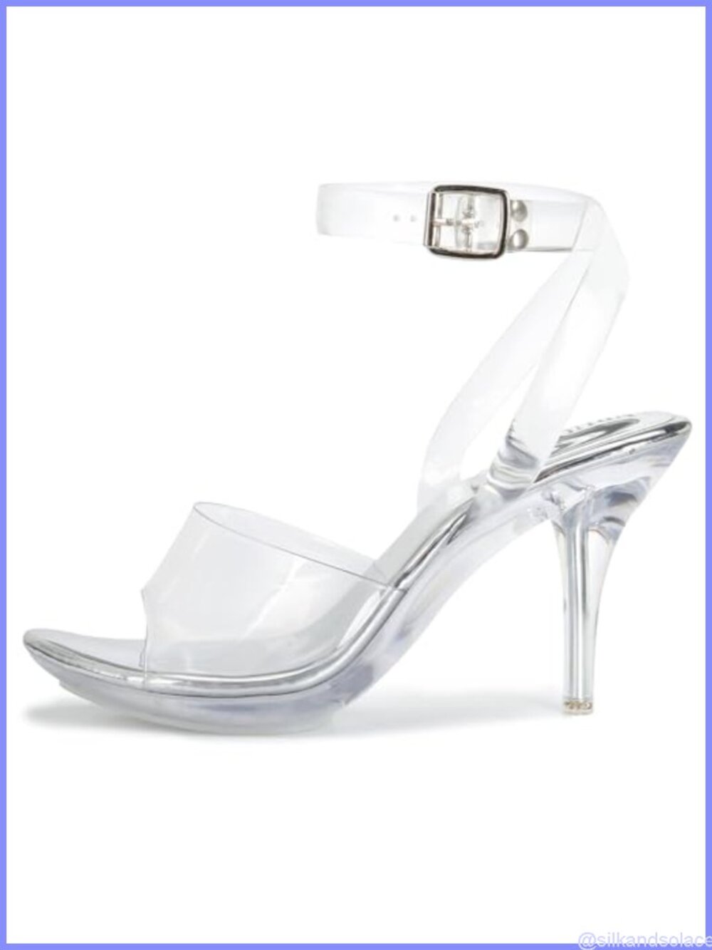 Clear Strappy Platform Heeled Sandals Ankle Strap Kitten Heel Slingback Dress